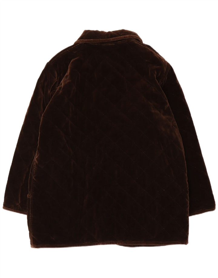 Luisa Spagnoli giacca trapuntata oversize da donna UK 16 grande cotone marrone