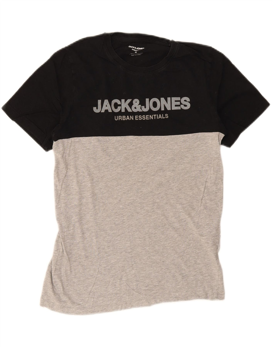 JACK & JONES T-shirt grafica da uomo Top in cotone color block medio nero
