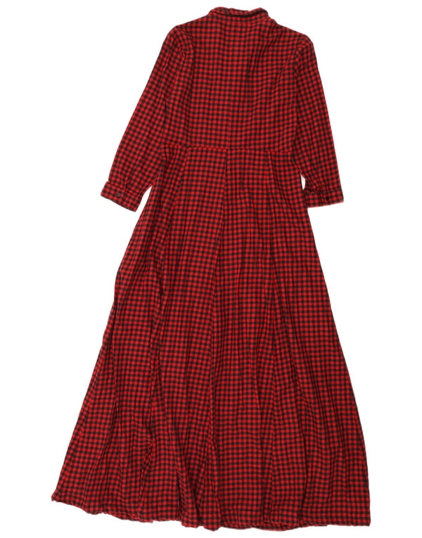 Abito chemisier maxi da donna Zara UK 4 XS cotone a quadretti rosso