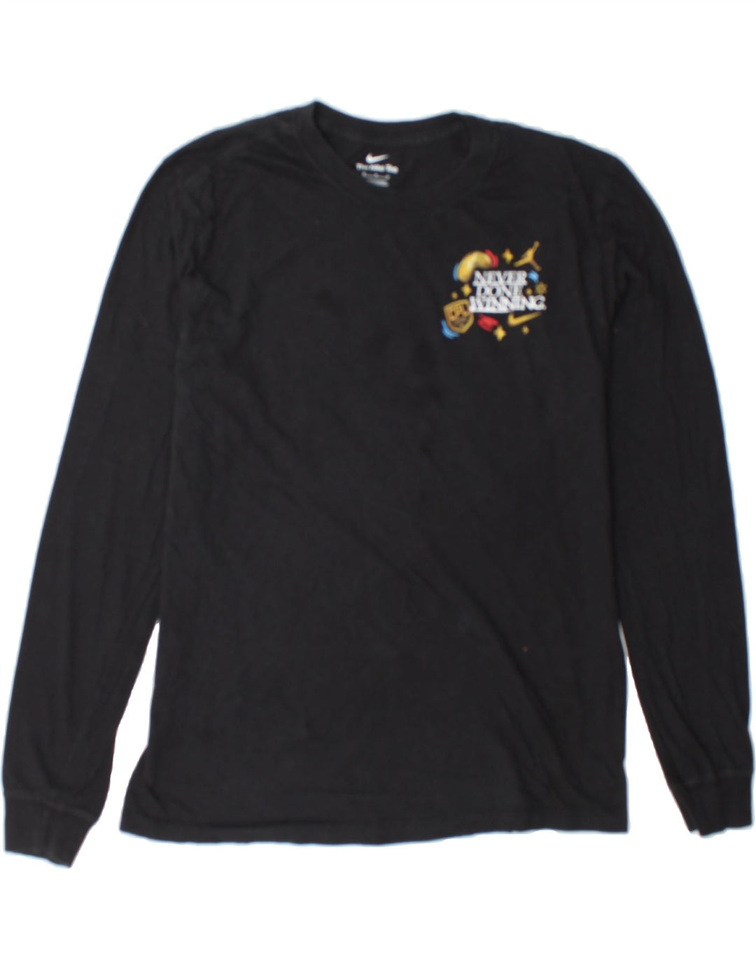 NIKE Mens Graphic Top Long Sleeve Medium Black Vintage Nike and Second-Hand Nike from Messina Hembry 