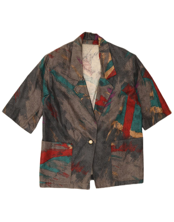 Giacca blazer vintage da donna a 1 bottone UK 14 media multicolore