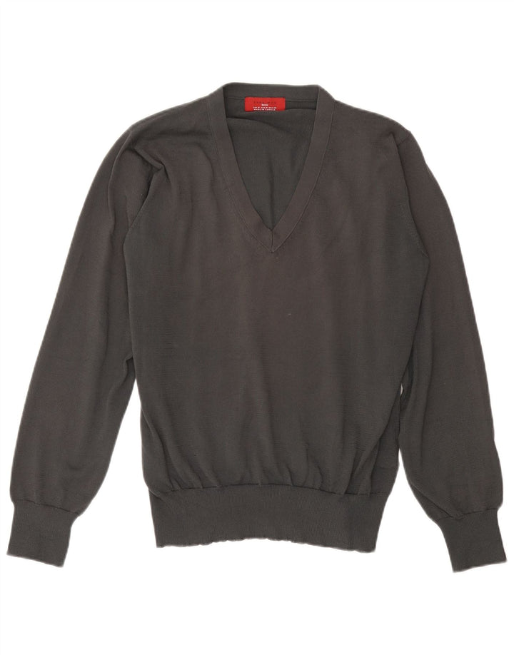 Maglione Zara da uomo con scollo a V grigio medio