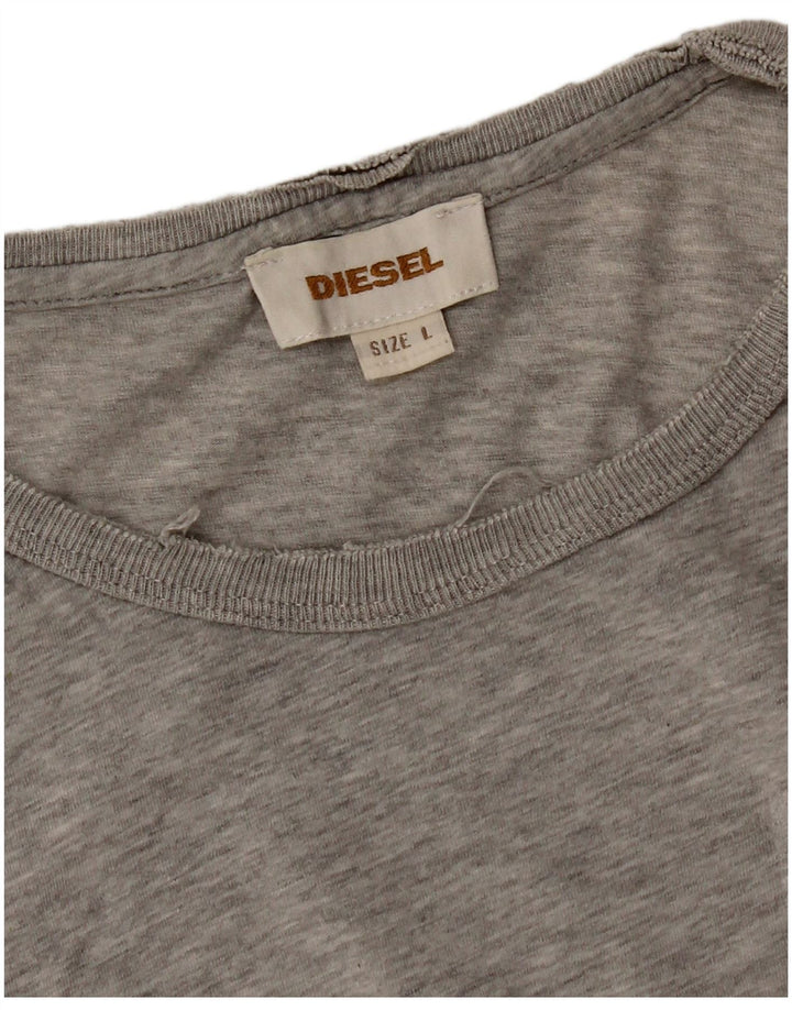 T-shirt grafica da uomo Diesel Top grande grigio chiazzato