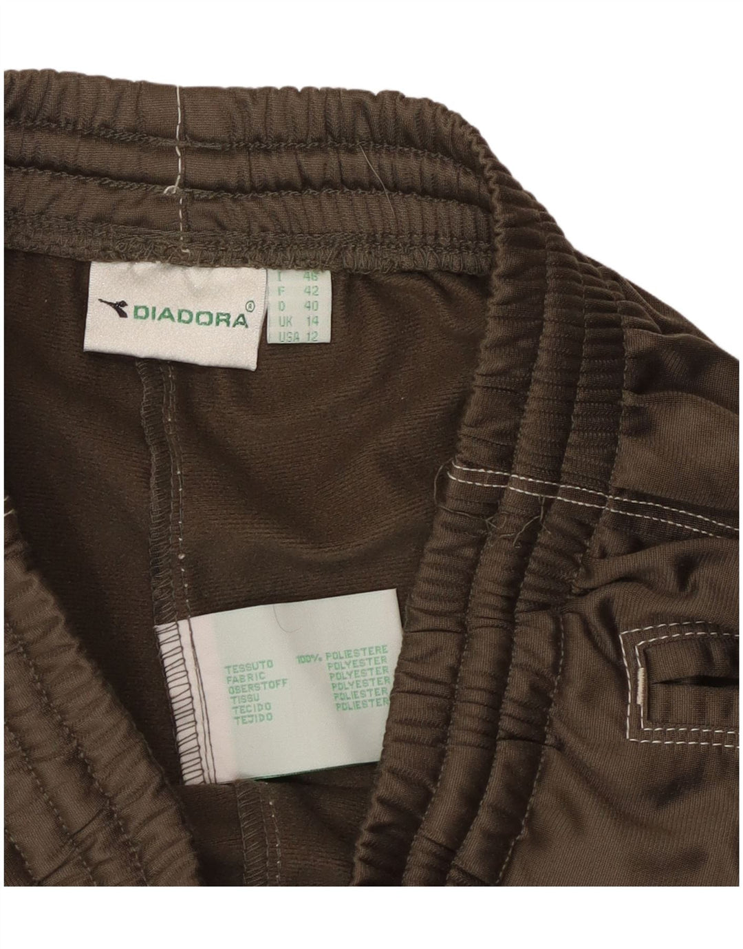 Pantaloni da tuta da donna DIADORA UK 14 Large in poliestere kaki