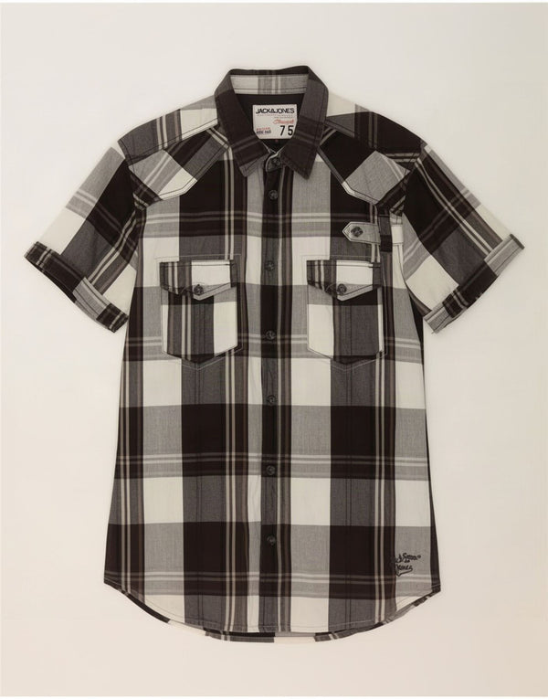 Jack & Jones Mens Short Sleeve Shirt Medium Black Check