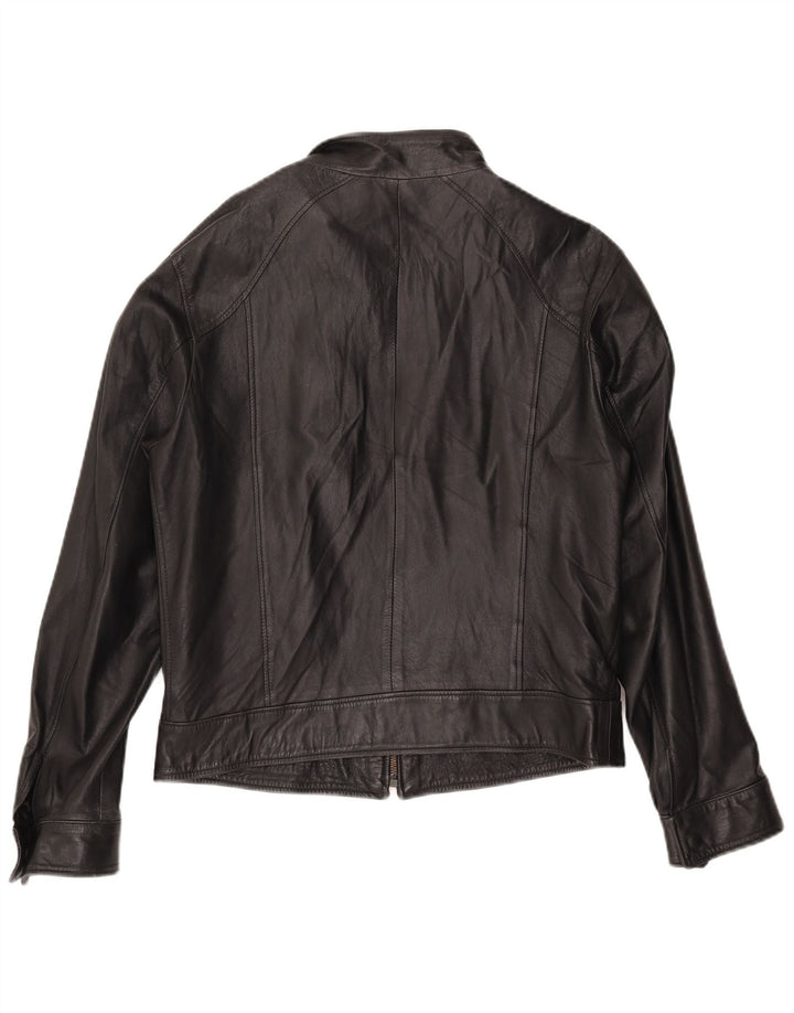 Gianfranco Ferre Giubbotto bomber da uomo in pelle UK 38 Medio in pelle nera