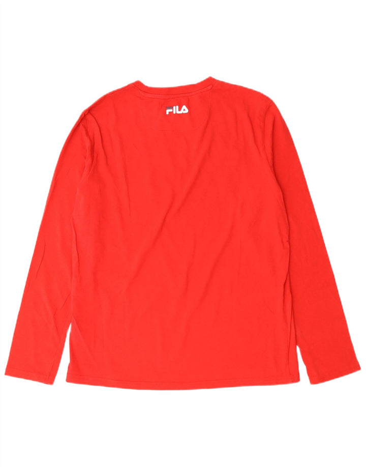 FILA Top grafico da uomo a maniche lunghe in cotone rosso medio