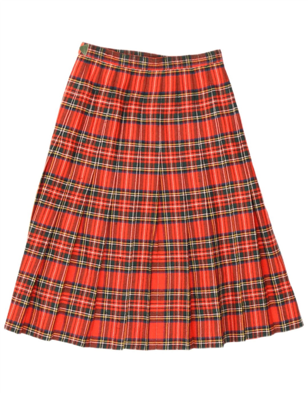 Gonna a portafoglio da donna vintage IT 42 media W26 lana vergine scozzese rossa