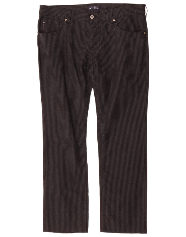 Pantaloni casual dritti da uomo Armani W33 L30 cotone gessato grigio