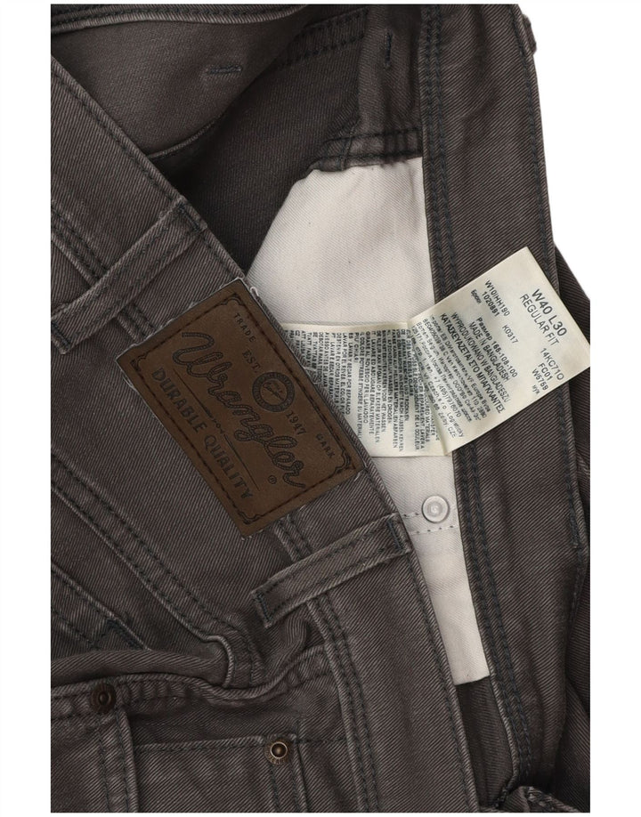 Jeans dritti regolari da uomo Wrangler W40 L30 cotone grigio