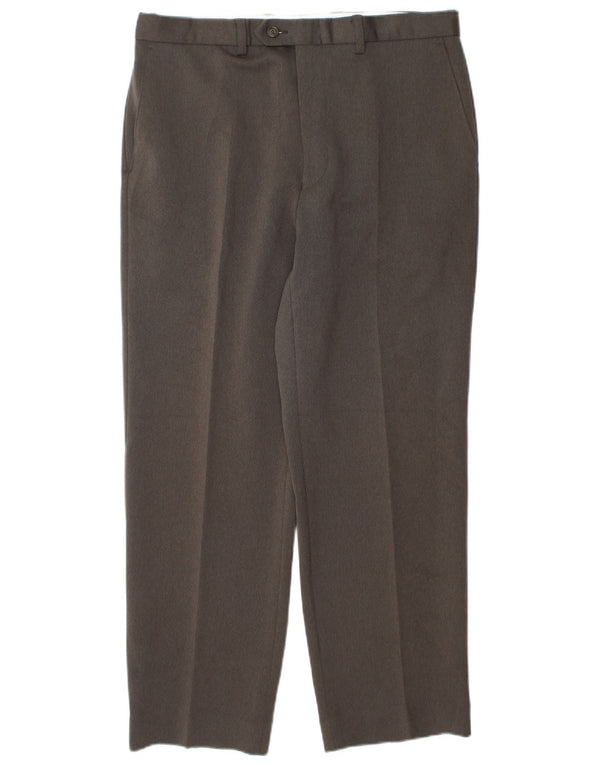 Pantaloni da abito affusolati da uomo Marks & Spencer W34 L29 poliestere marrone