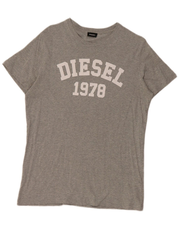 T-shirt grafica da uomo Diesel Top grande in cotone grigio