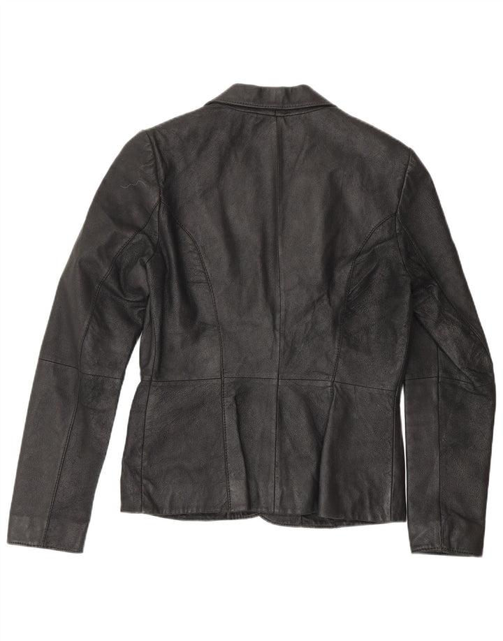 Giacca blazer in pelle da donna Zara a 2 bottoni UK 10 piccola in pelle nera