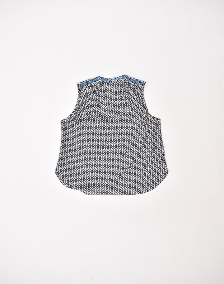 J. CREW Womens Sleeveless Blouse Top US 6 Medium Black Geometric Flower | Vintage | Thrift | Second-Hand | Used Clothing | Messina Hembry 