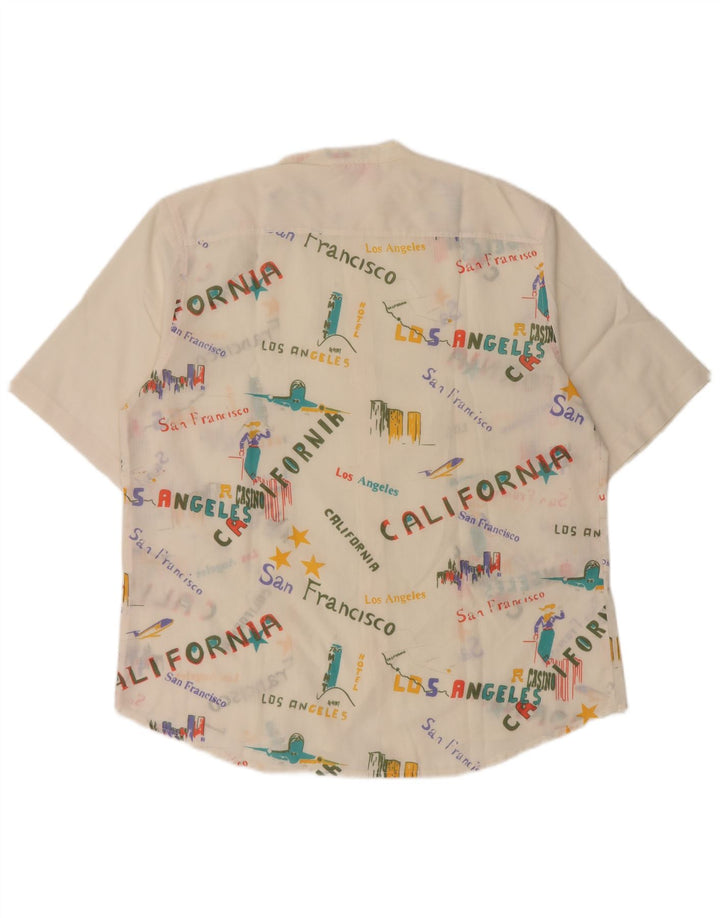 Camicia vintage da uomo a maniche corte con grafica California, grande bianca