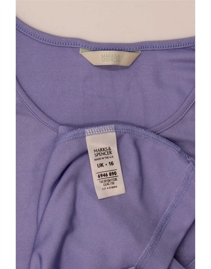 Marks & Spencer T-shirt da donna Top UK 16 Large Viola Poliestere