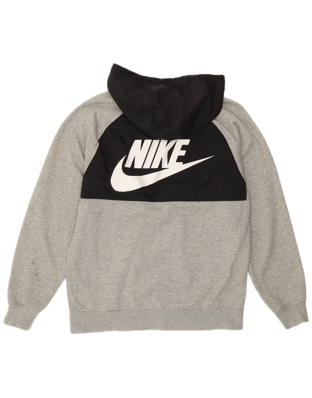 Felpa con cappuccio e zip grafica Nike da uomo in cotone color block grigio medio