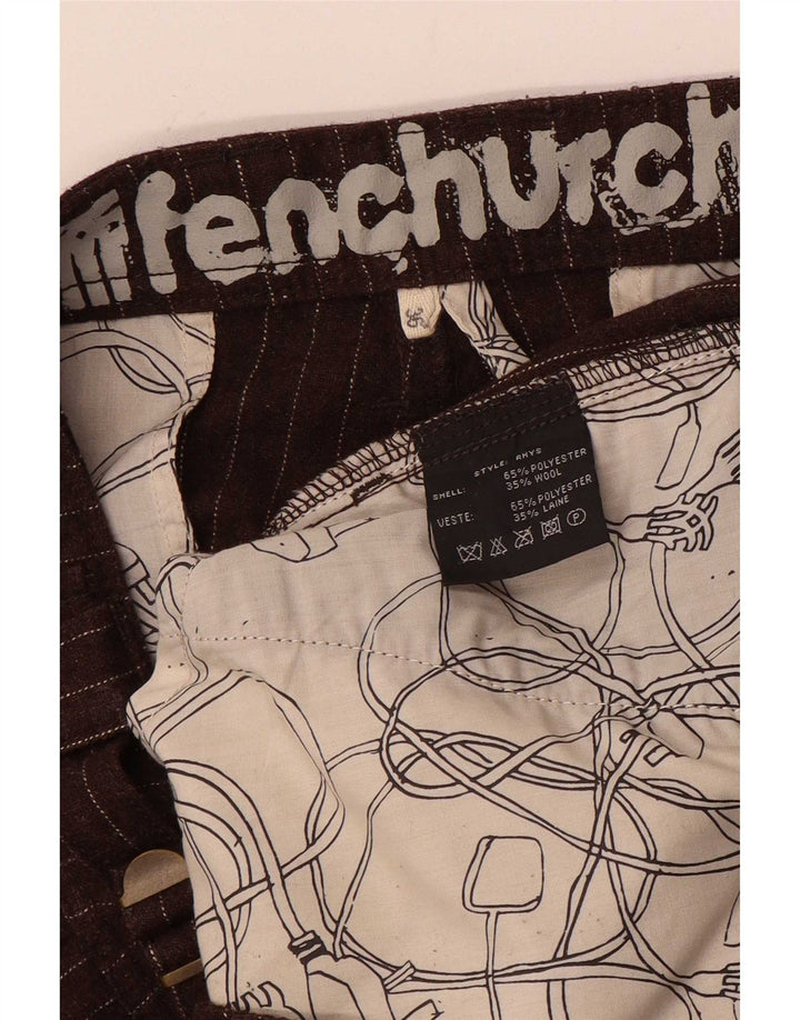 Pantaloni cargo dritti da uomo Fenchurch W36 L33 poliestere gessato marrone