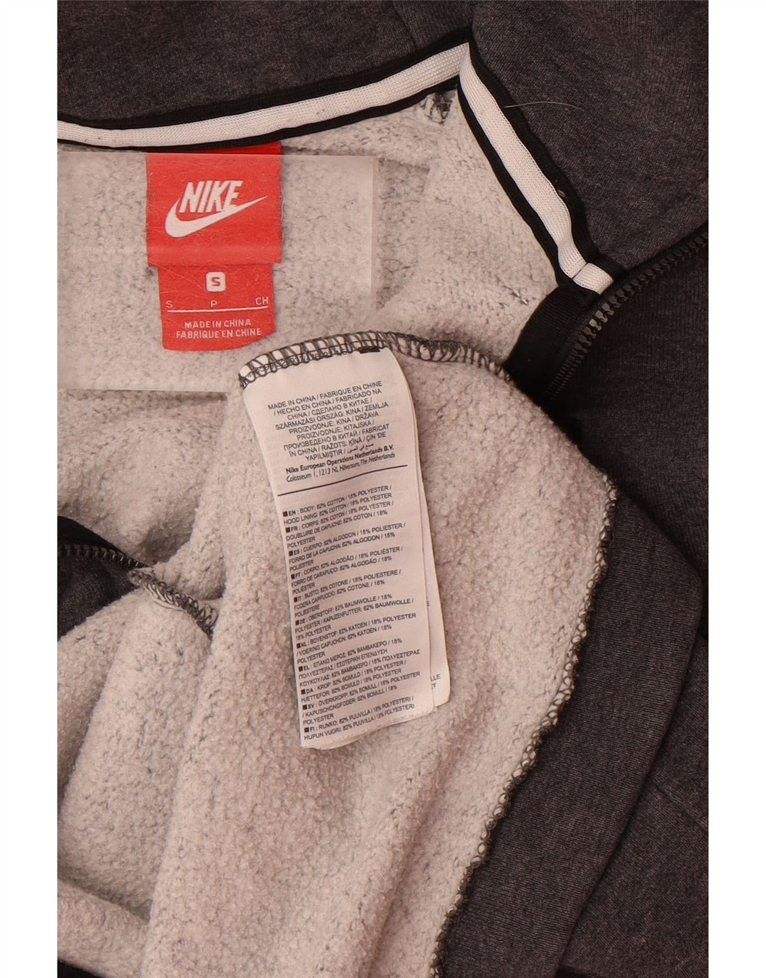 NIKE Mens Zip Hoodie Sweater Small Grey Cotton