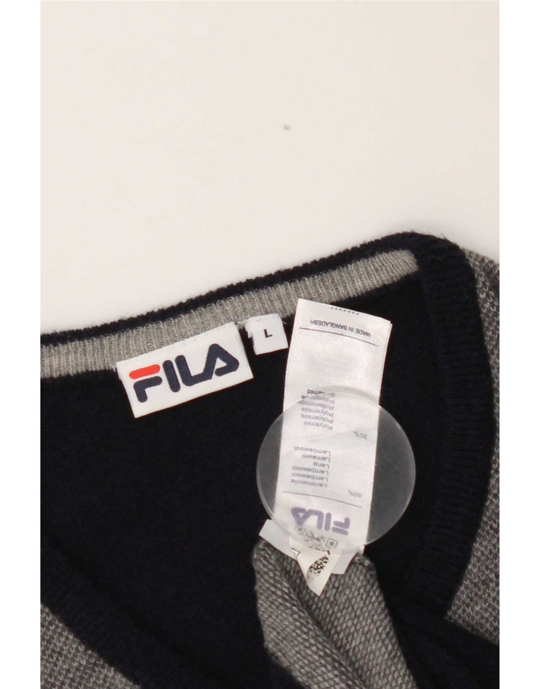 Maglione Fila da uomo con scollo a V, grande, in lana d'agnello color block blu navy