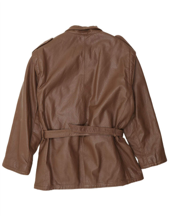 Giacca in pelle militare vintage da uomo IT 52 XL Marrone
