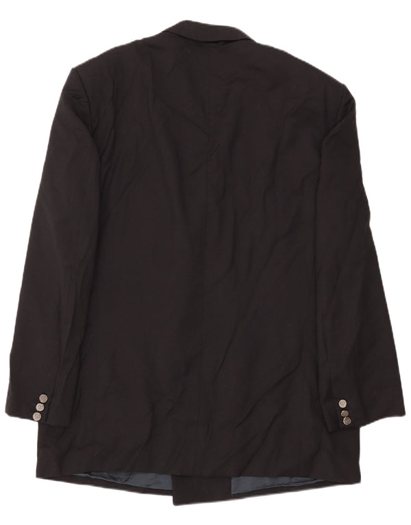Giacca blazer doppiopetto vintage da uomo IT 54 2XL lana nera
