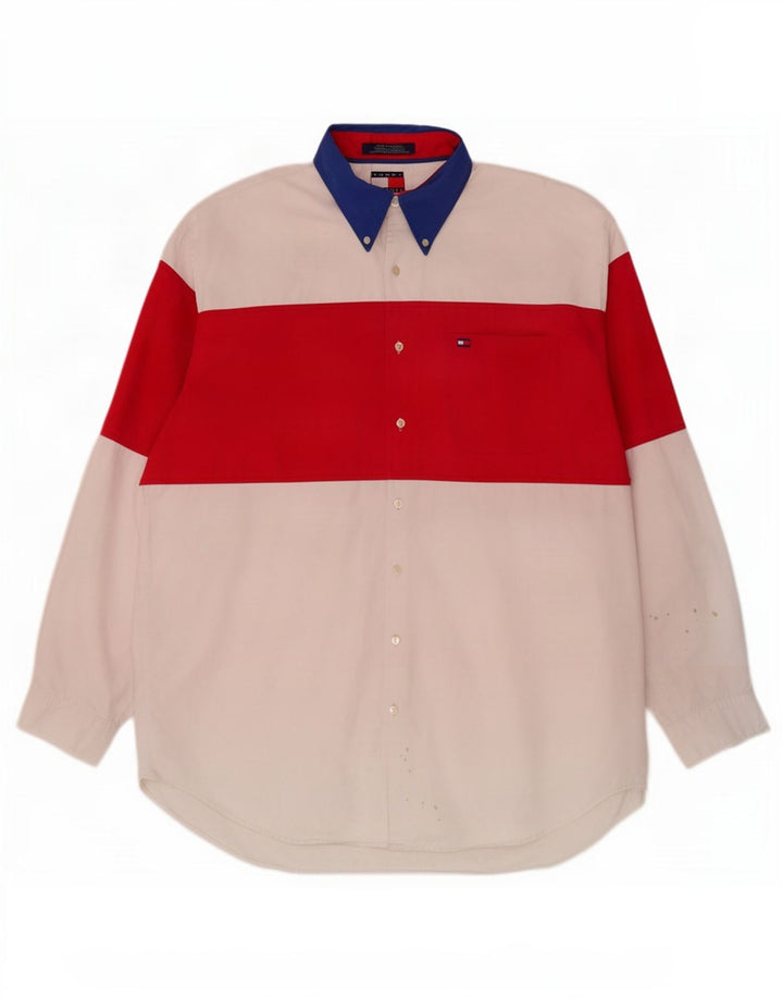 Camicia da uomo Tommy Hilfiger Large in cotone color block bianco