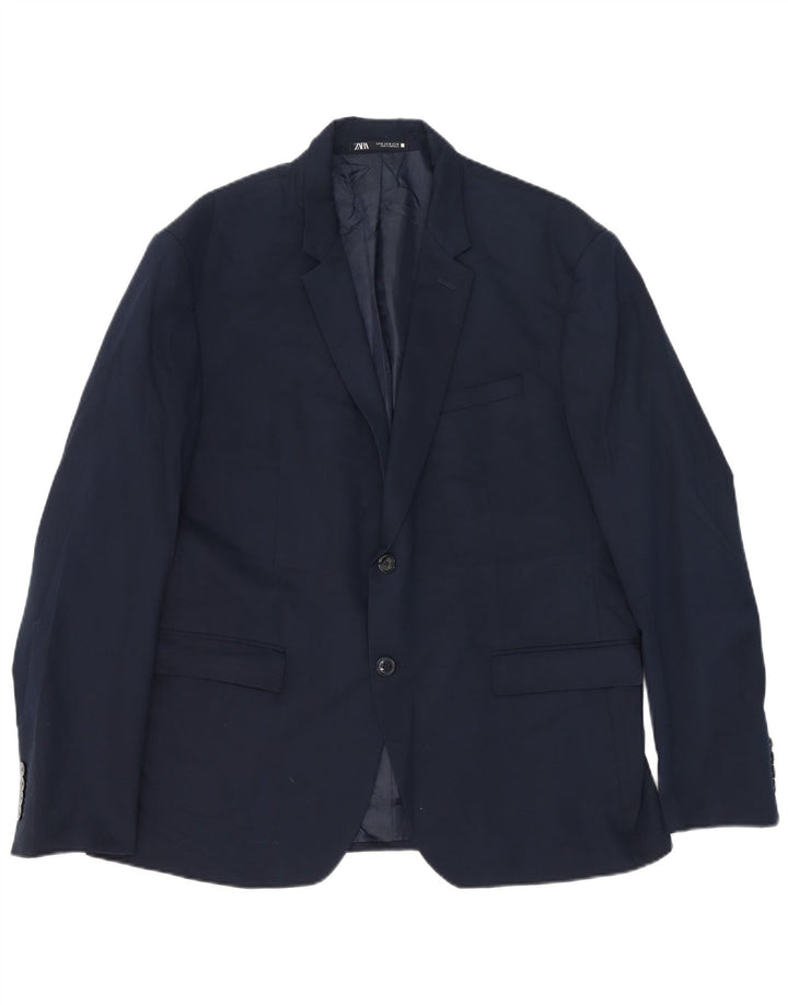 Giacca blazer da uomo a 2 bottoni Zara EU 56 XL viscosa blu navy