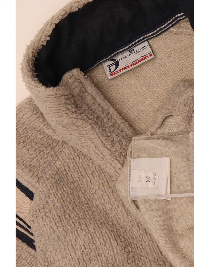 Maglione in pile da uomo Sergio Tacchini con zip e collo grigio medio a righe