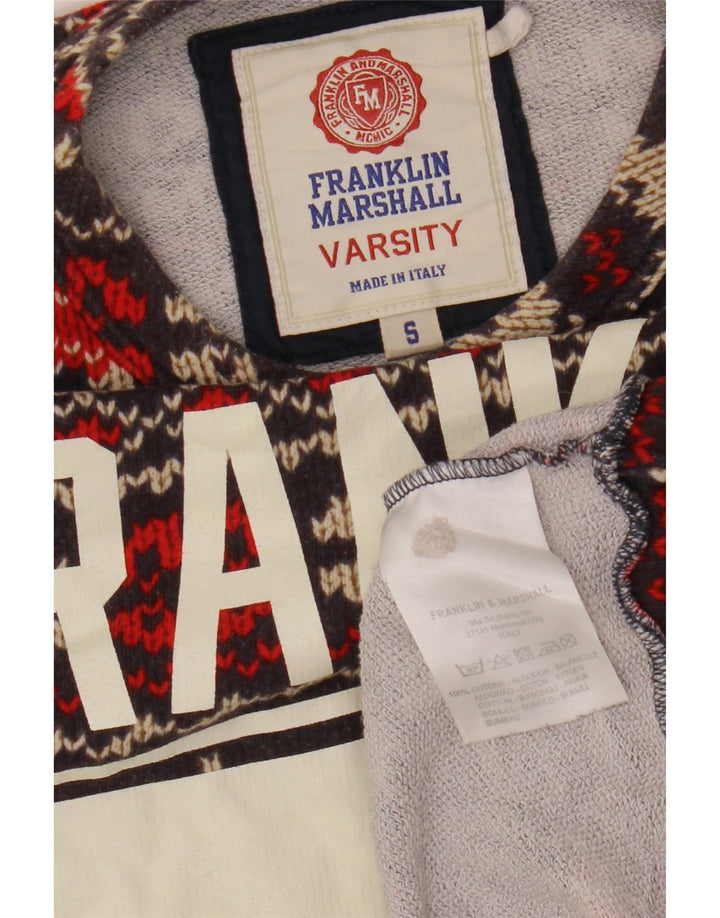 FRANKLIN MARSHALL Felpa con grafica da donna Maglione UK 10 Piccolo Marrone