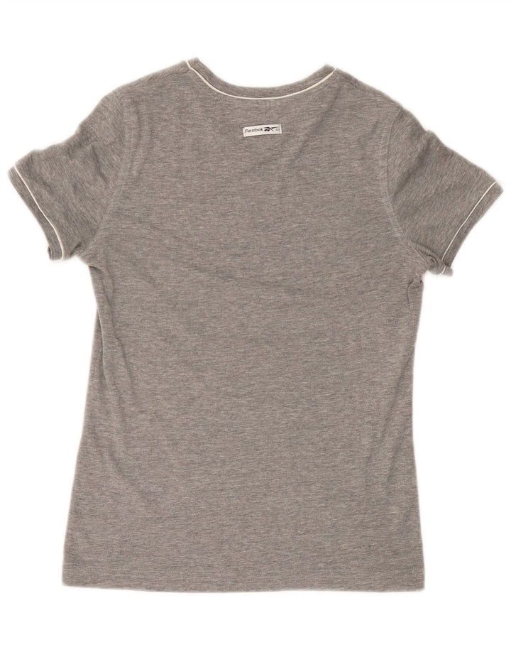 T-shirt grafica da donna REEBOK Top UK 14 cotone grigio medio