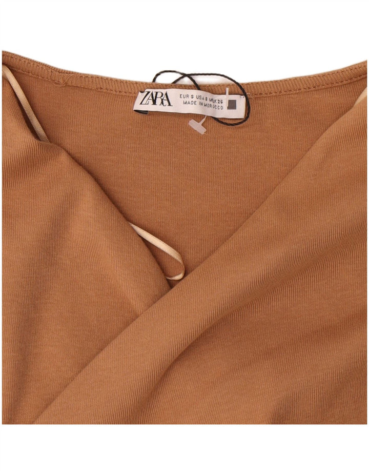 Vestito lungo da donna Zara UK 8 piccolo in cotone beige