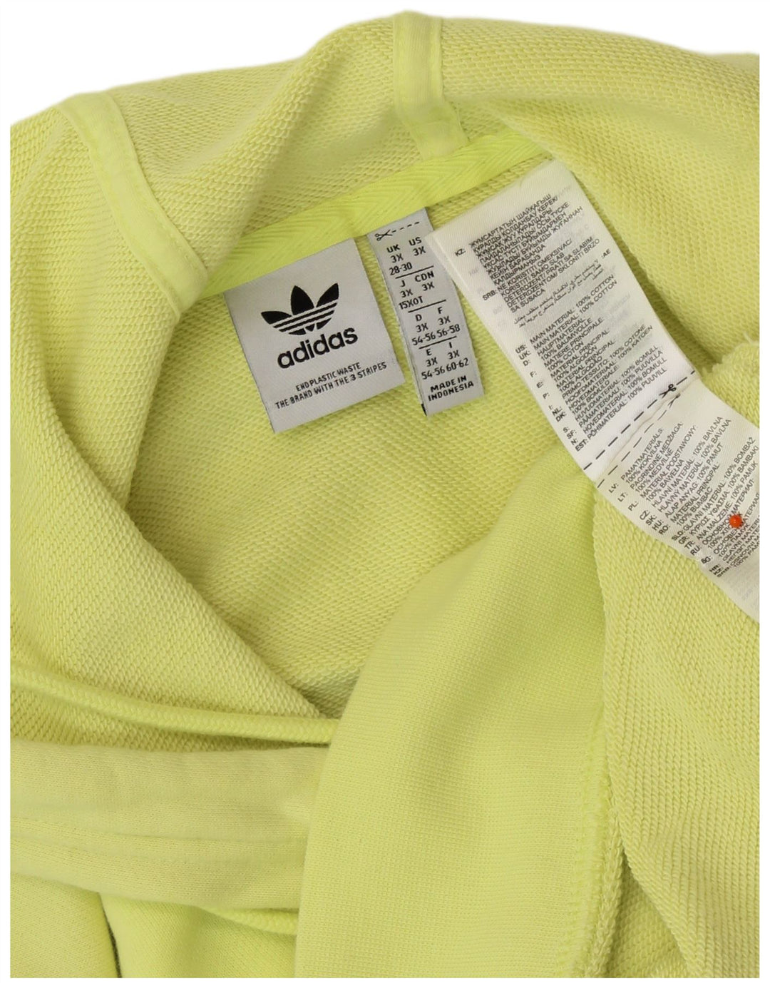 Maglione con cappuccio oversize a maniche corte da donna ADIDAS UK 28/30 3XL Giallo