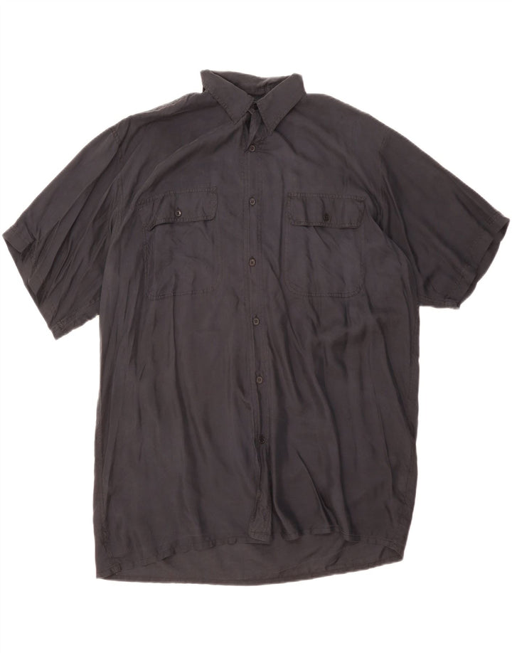 Camicia a maniche corte da uomo Tornado grande in seta nera