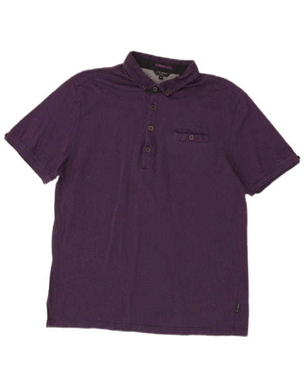 Polo da uomo Ted Baker taglia 4 grande cotone gessato viola