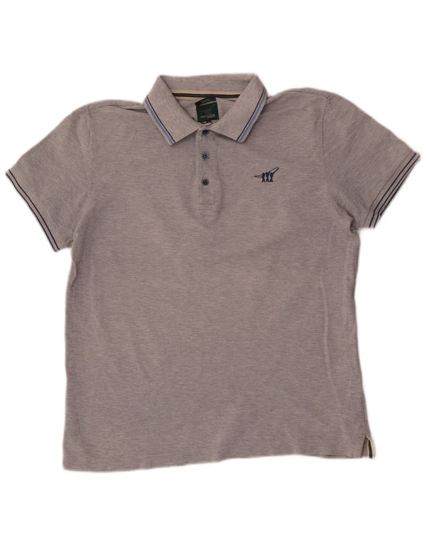 Polo da uomo slim fit Henry Cottons grande in cotone chiazzato grigio