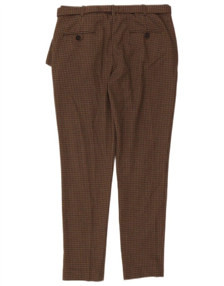 Pantaloni chino slim da donna Zara medi W28 L28 poliestere a quadri marroni