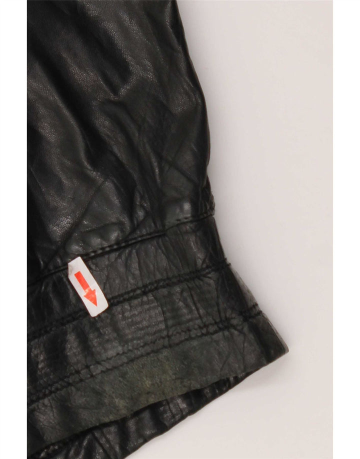 Giacca da motociclista in pelle vintage da uomo IT 50 grande nera