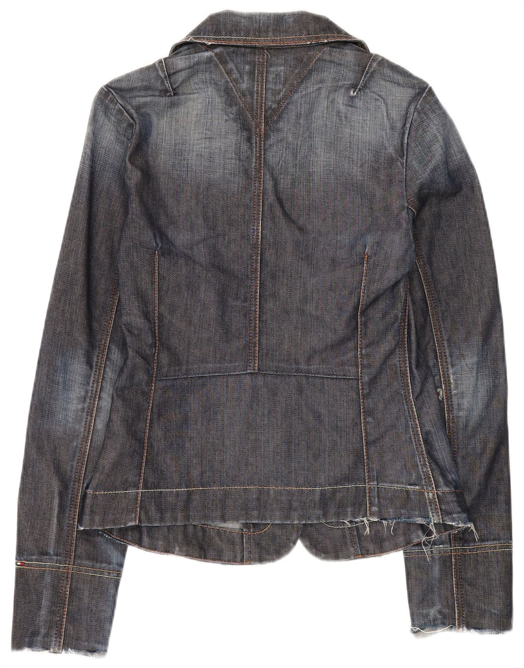 Giacca blazer in denim a 3 bottoni da donna Tommy Hilfiger UK 12 medio blu navy