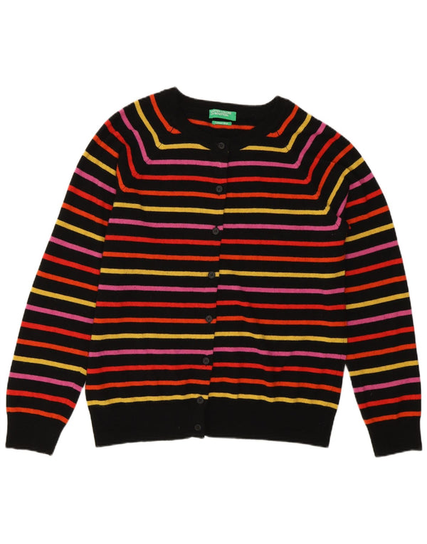 Maglione cardigan da donna Benetton UK 14 a righe multicolori medie