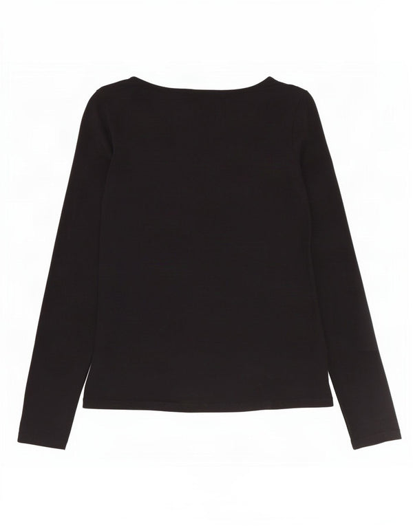 Jigsaw Top da donna a maniche lunghe UK 10 piccolo cotone nero
