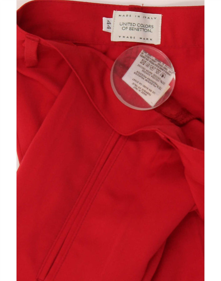 Pantaloni da abito con pegging da donna Benetton IT 44 Medium W26 L28 Poliestere rosso