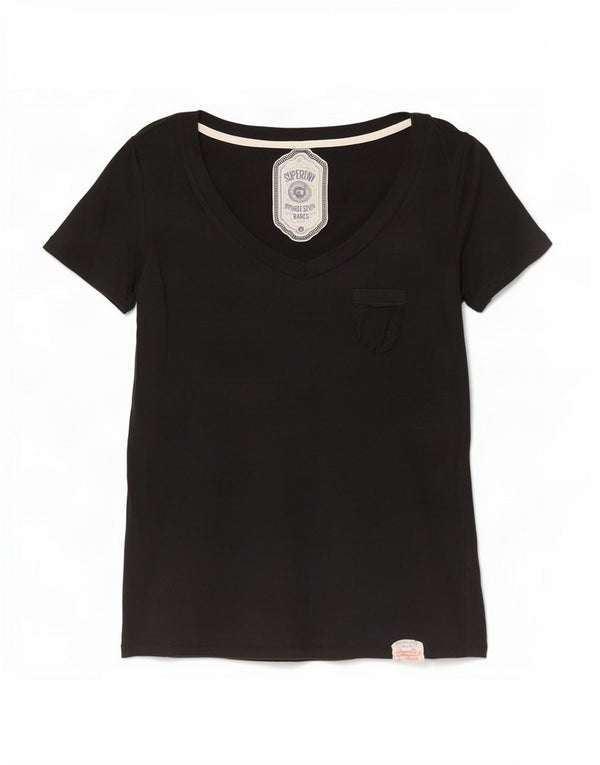 T-shirt da donna Superdry Top UK 10 piccola in cotone nero