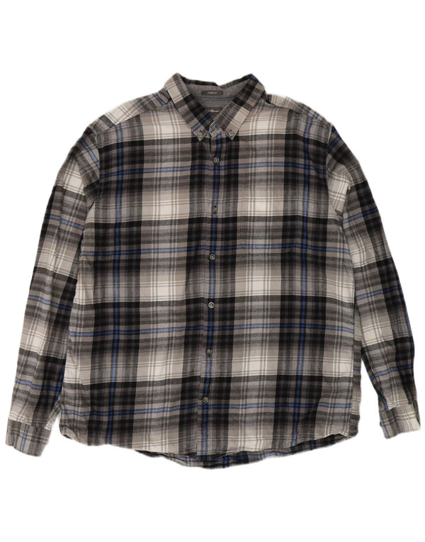 EDDIE BAUER Camicia da uomo in flanella dal taglio classico XL in cotone a quadri grigio