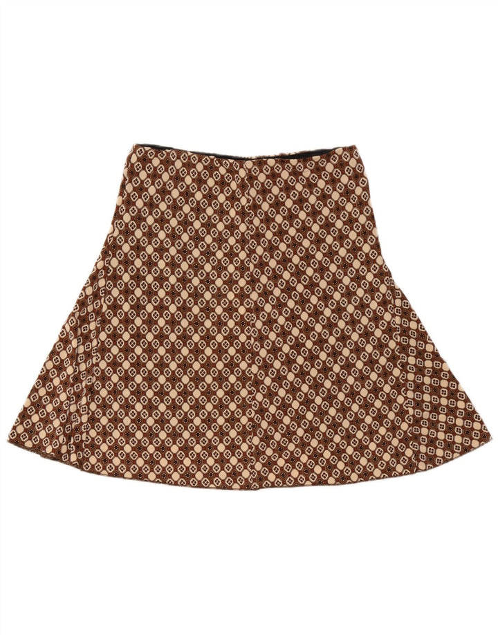 Gonna a trapezio da donna vintage W28 marrone medio geometrico