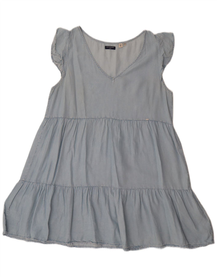 Abito a trapezio da donna SUPERDRY UK 14 Lyocell blu medio