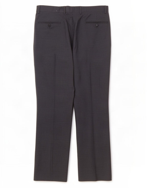 Tommy Hilfiger Mens Straight Casual Trousers W34 L30 Grey Pinstripe Wool