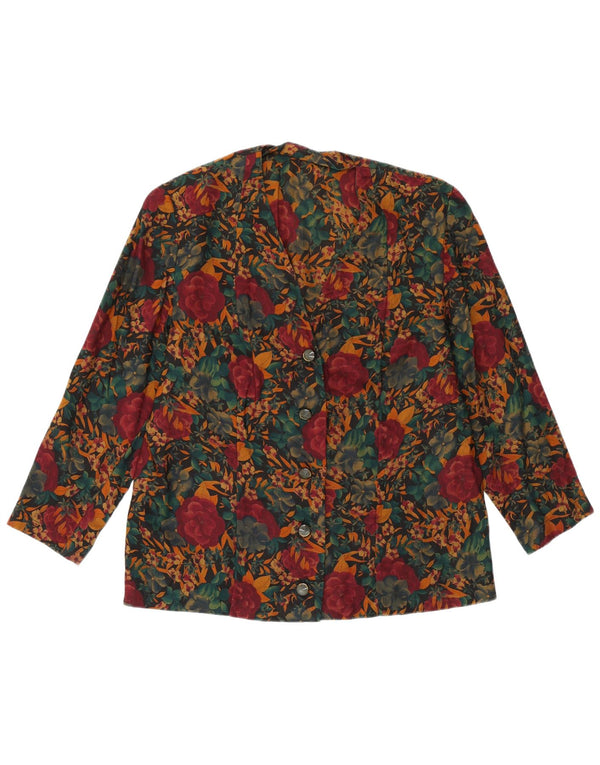 Camicetta vintage da donna con maniche a 3/4 UK 14 floreale multicolore medio