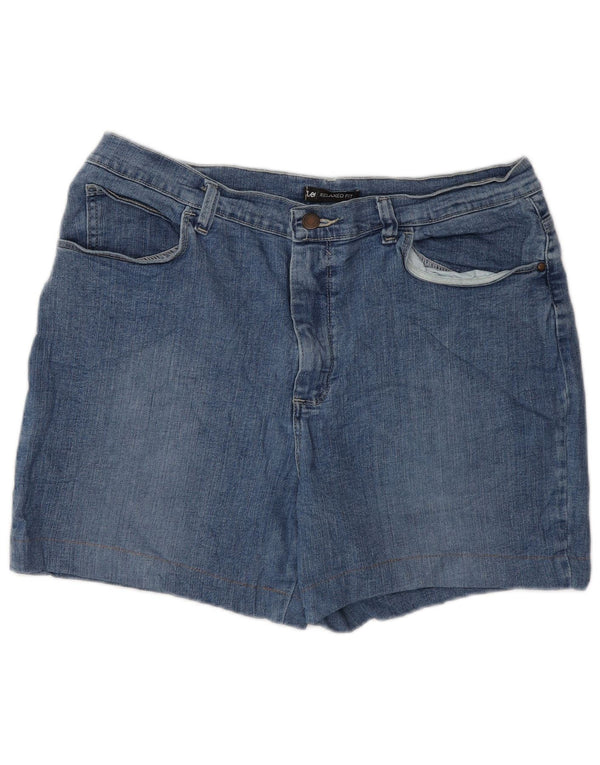 Pantaloncini di jeans a vita alta da donna Lee US 14 XL W34 cotone blu