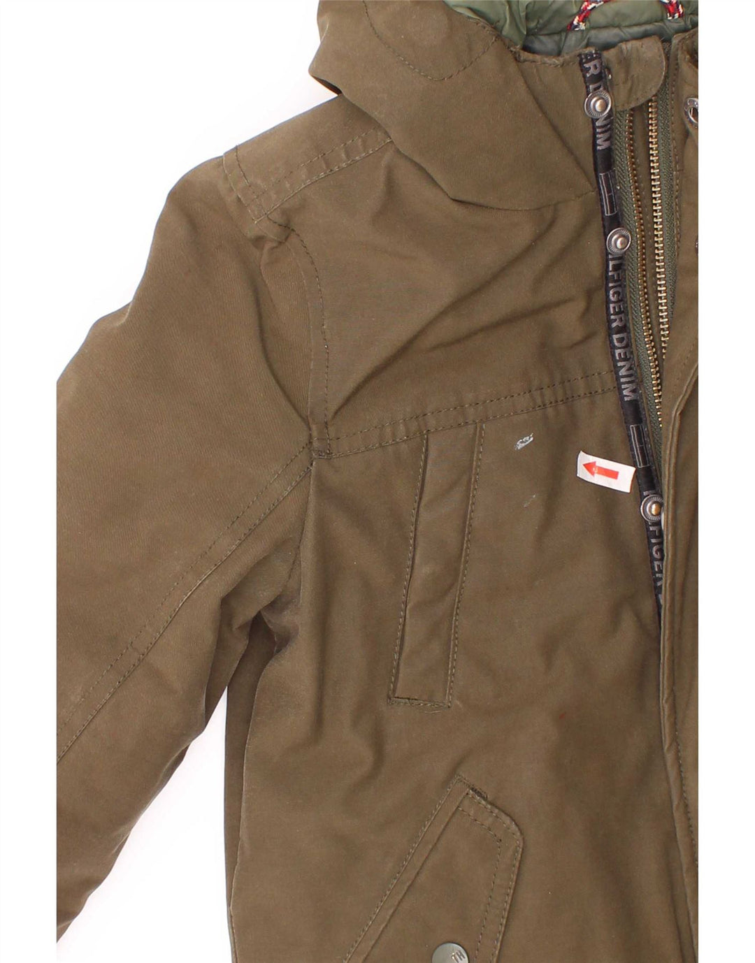 Giacca parka con cappuccio da bambino Tommy Hilfiger 5-6 anni in poliestere kaki